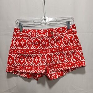 J.Crew City Fit Chino Shorts Sz 0 Red‎ White Cotton Blend Comfy Summer women D2